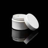 Impact 30ml PCR glossy white PP single wall cosmetic jar open showing interior for creams - Cosmetic Packaging Now