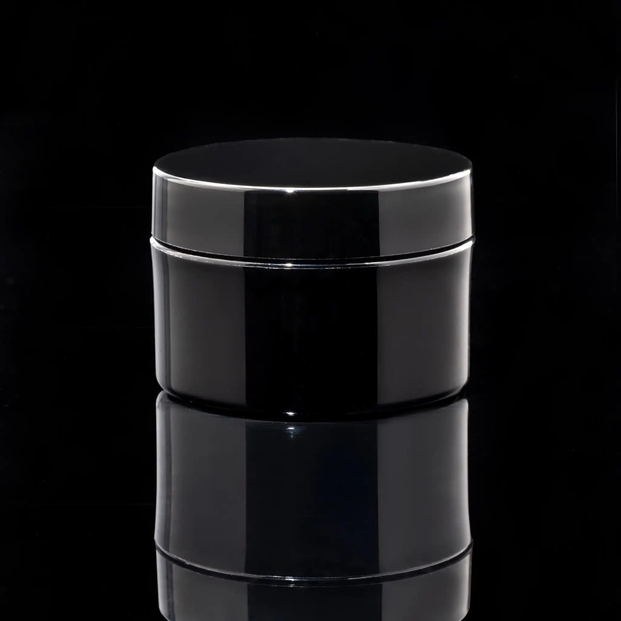 Impact 50ml PCR glossy black PP single wall cosmetic jar for skincare packaging - Cosmetic Packaging Now