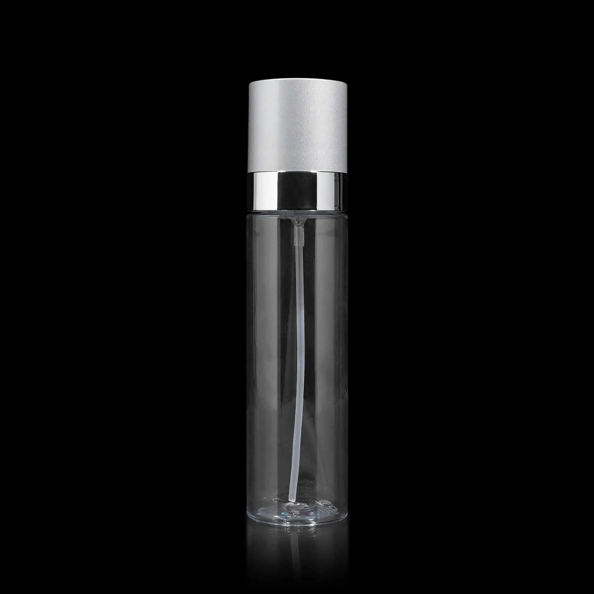 Cloud 100 ML Fine Mist Spray Bottle Clear with Matte Silver Cap Makeup Packaging- Cosmetic Packaging Now