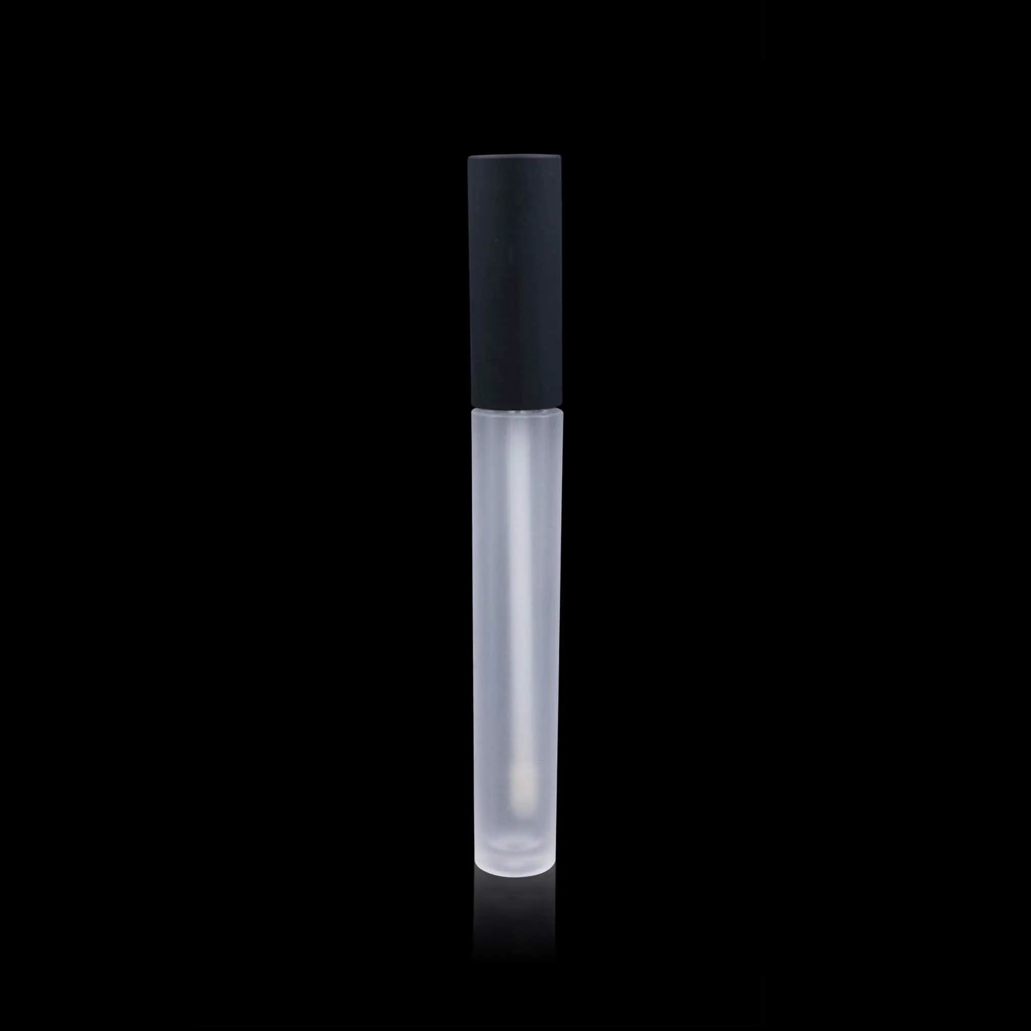 Vibe Lip Gloss Container Matte Black Cap with Frosted Bottle - Cosmetic Packaging Now!