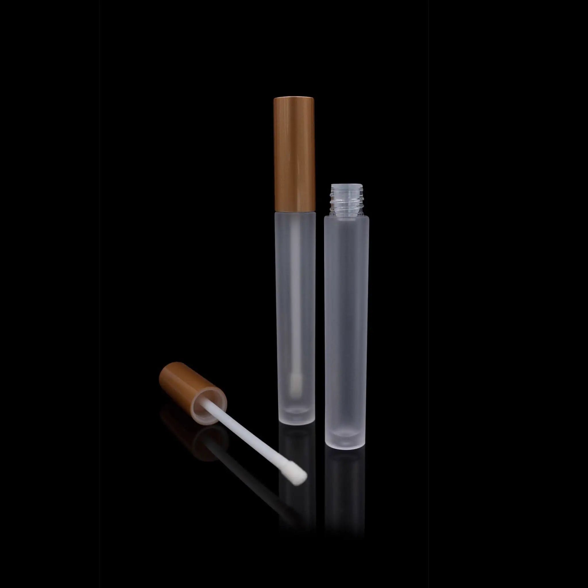 Vibe Lip Gloss Container Matte Gold Cap with Frosted Bottle Wholesale - Cosmetic Packaging Now!
