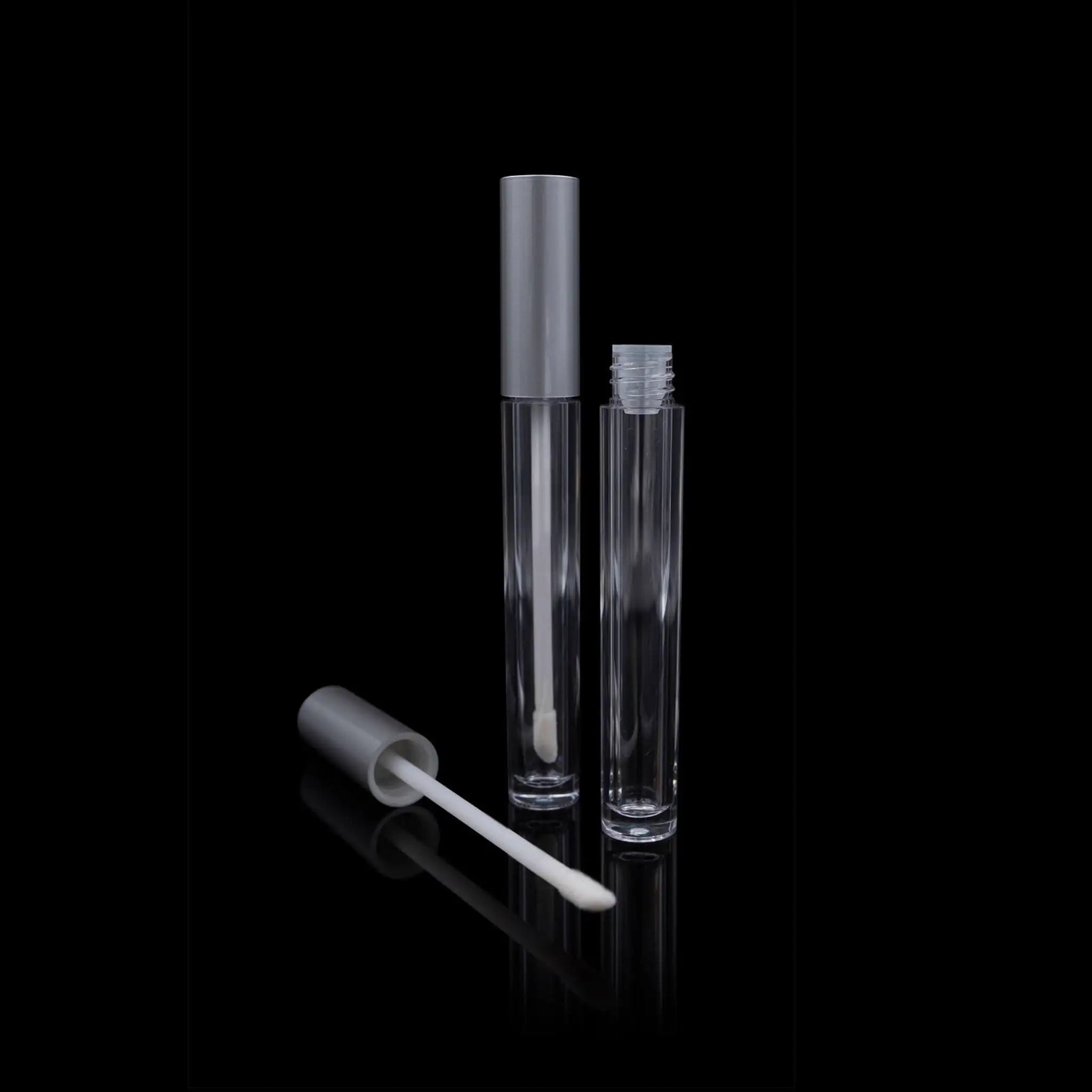 Vibe Lip Gloss Container Matte Silver Cap with Clear Bottle Wholesale - Cosmetic Packaging Now!