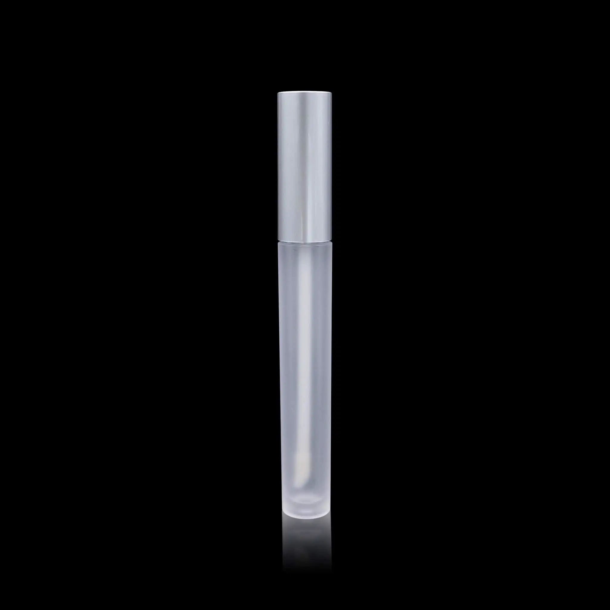 Vibe Lip Gloss Container Matte Silver Cap with Frosted Bottle - Cosmetic Packaging Now!