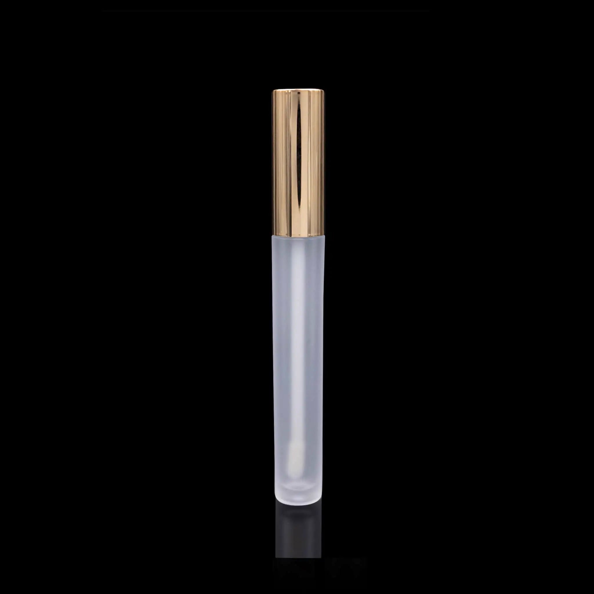 Vibe Lip Gloss Container Shiny Gold Cap with Frosted Bottle - Cosmetic Packaging Now!