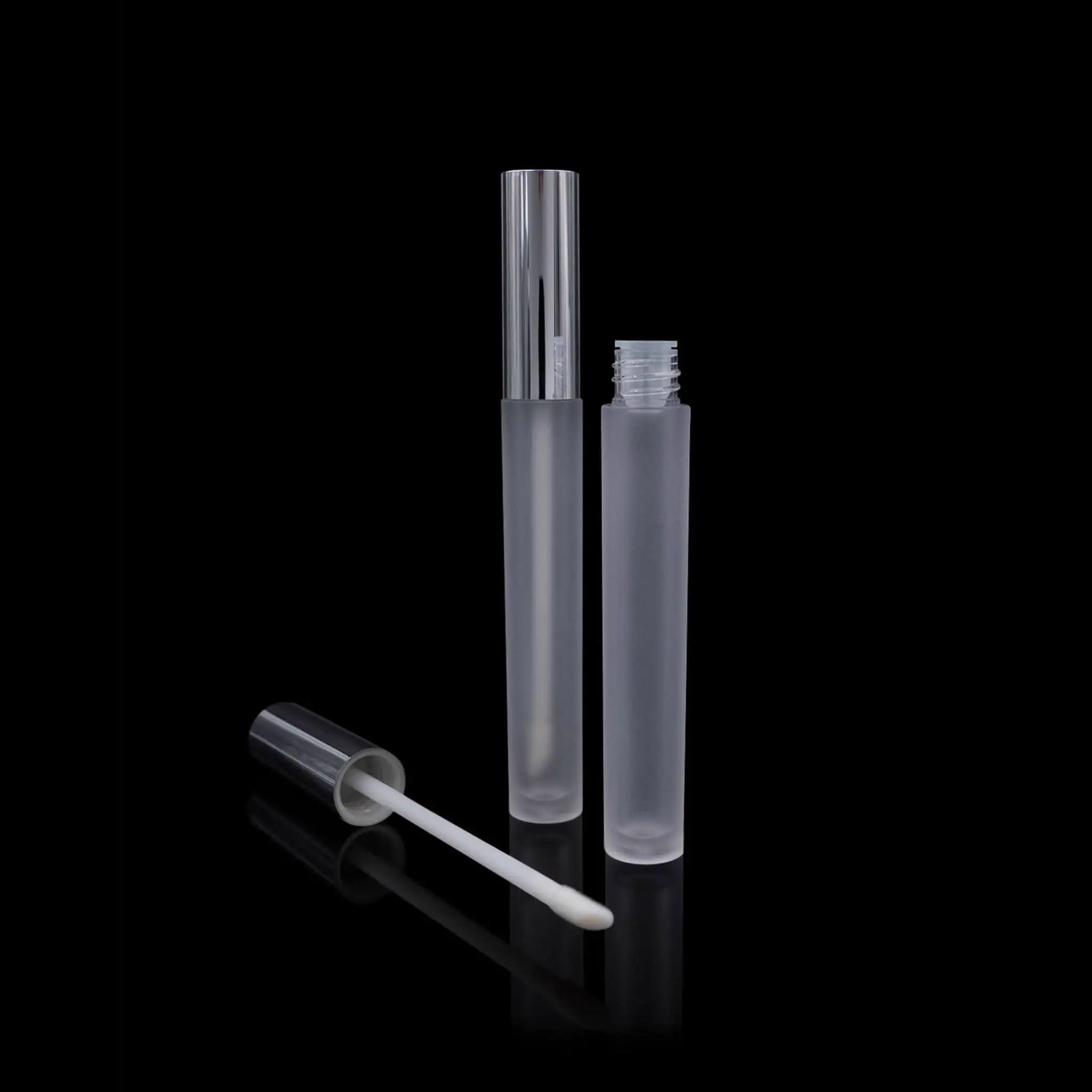 Vibe Lip Gloss Container Shiny Silver Cap with Frosted Bottle Wholesale - Cosmetic Packaging Now!
