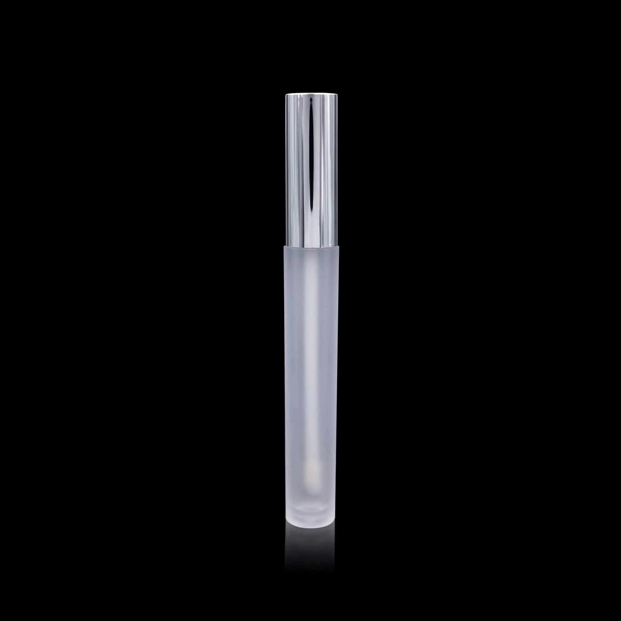 Vibe Lip Gloss Container Shiny Silver Cap with Frosted Bottle - Cosmetic Packaging Now!