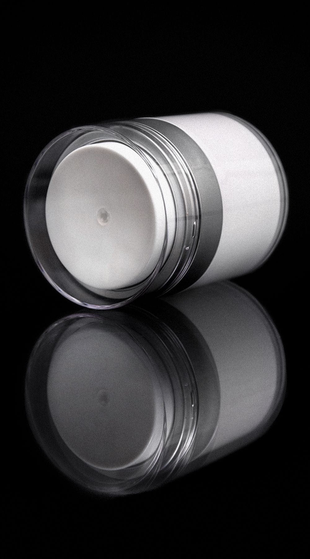 Echo 50 ML Airless Jar with Matte Silver Collar - Cosmetic Packaging Now