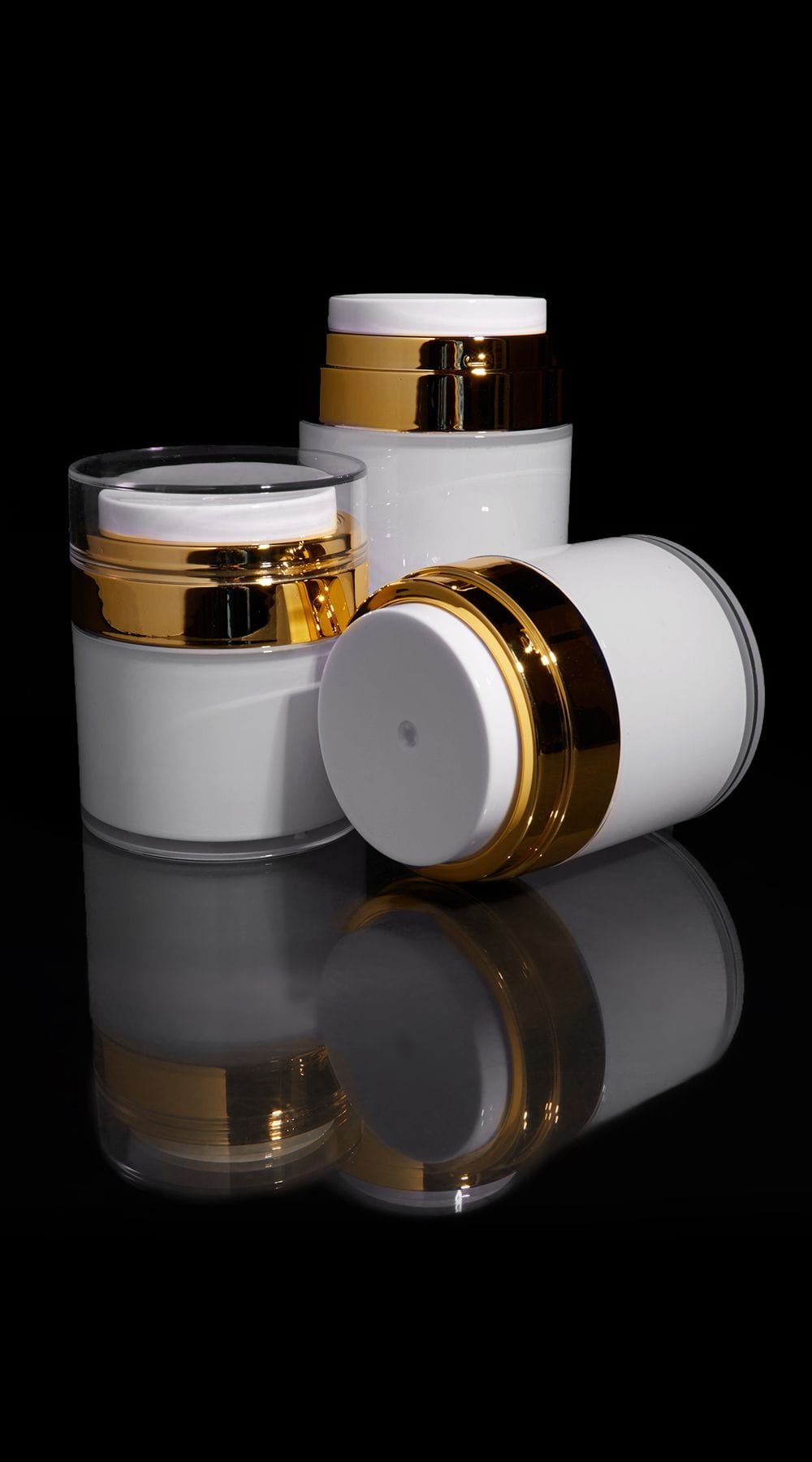 Echo 50 ML Airless Jar with Shiny Gold Collar - Cosmetic Packaging Now