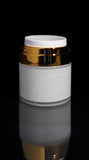 Echo 50 ML Airless Jar with Shiny Gold Collar - Cosmetic Packaging Now
