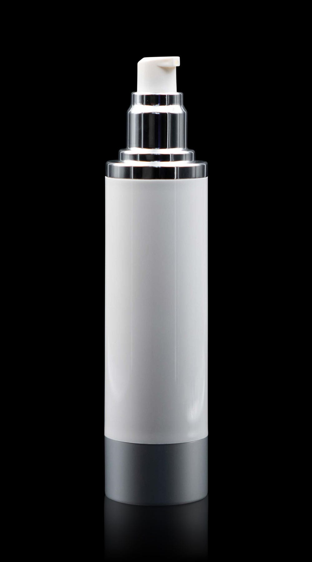 Luxe 100 ML Airless Bottle Matte Silver with White Bottle - Cosmetic Packaging Now