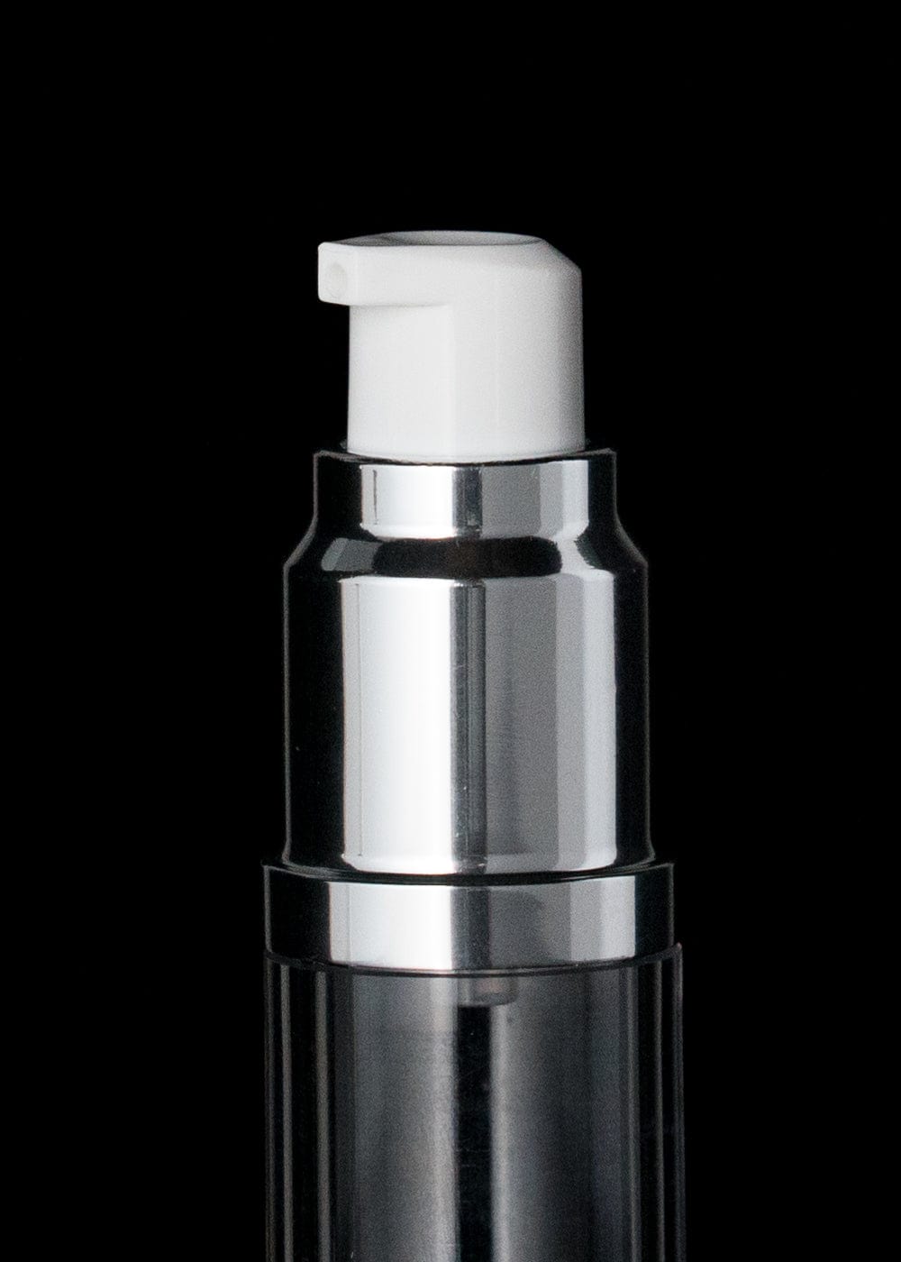 Luxe 15 ML Airless Bottle Glossy Black with Clear Bottle - Cosmetic Packaging Now