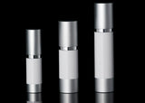 Luxe 15 ML Airless Bottle Matte Silver with White Bottle - Cosmetic Packaging Now