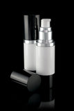 Luxe 30 ML Airless Bottle Glossy Black with White Bottle - Cosmetic Packaging Now