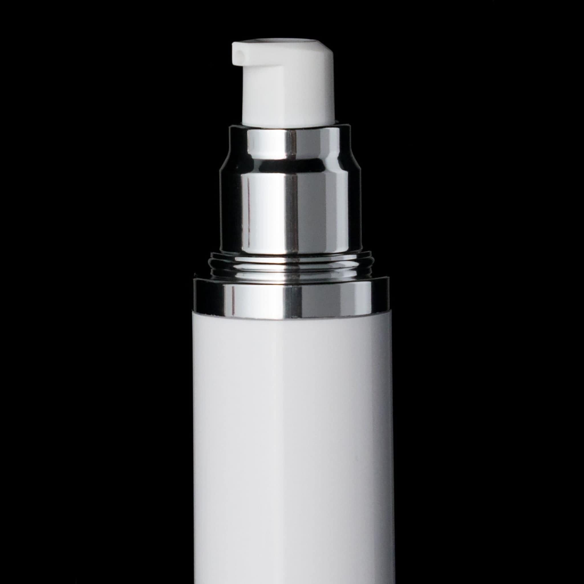 Luxe 30 ML Airless Bottle Glossy Black with White Bottle - Cosmetic Packaging Now