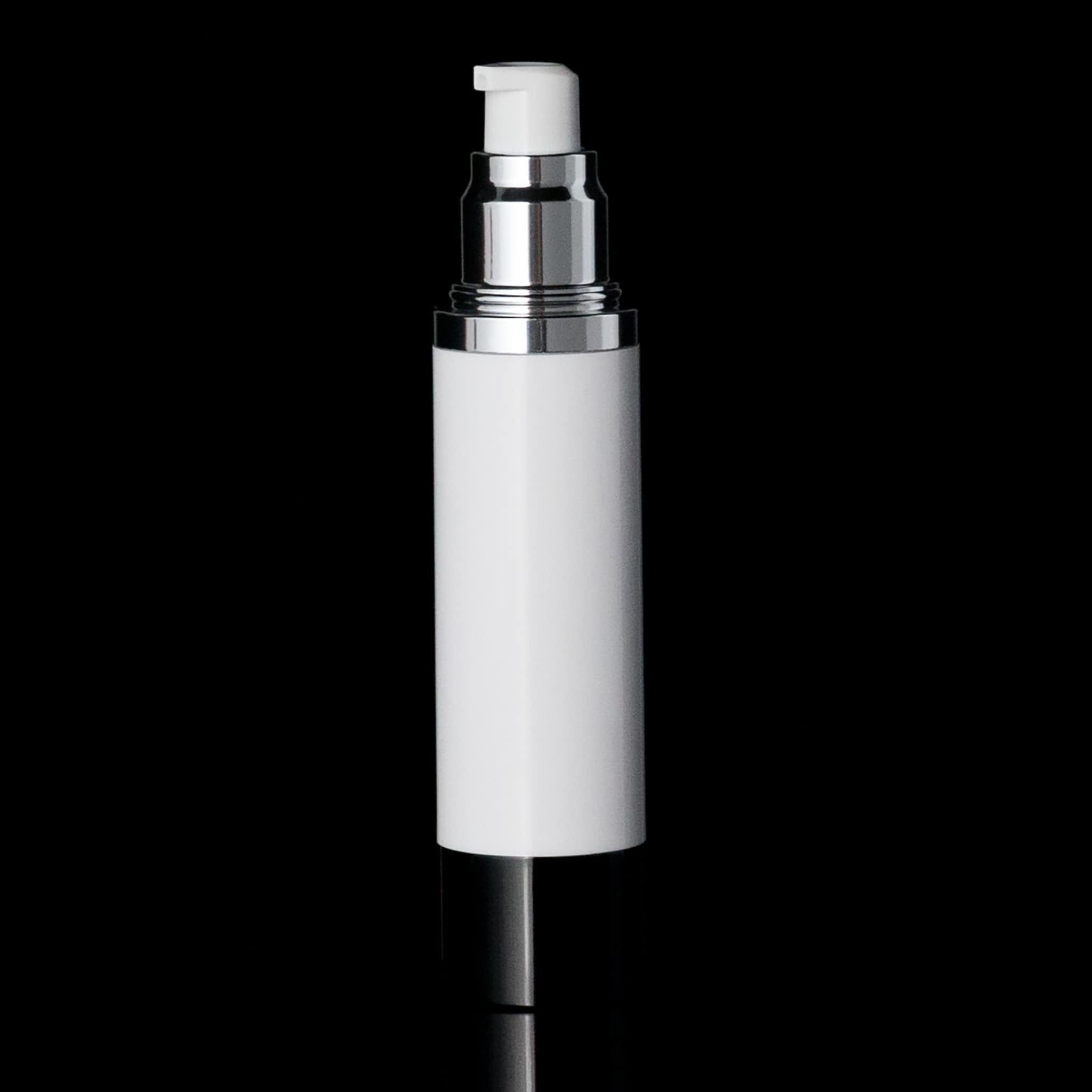 Luxe 30 ML Airless Bottle Glossy Black with White Bottle - Cosmetic Packaging Now