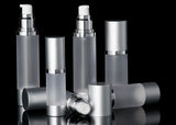 Luxe 30 ML Airless Bottle Matte Silver with Frosted Bottle - Cosmetic Packaging Now