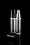 Luxe 50 ML Airless Bottle Glossy Black with Clear Bottle - Cosmetic Packaging Now