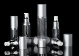 Luxe 50 ML Airless Bottle Matte Silver with Clear Bottle - Cosmetic Packaging Now