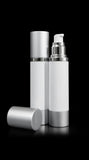 Luxe 50 ML Airless Bottle Matte Silver with White Bottle - Cosmetic Packaging Now