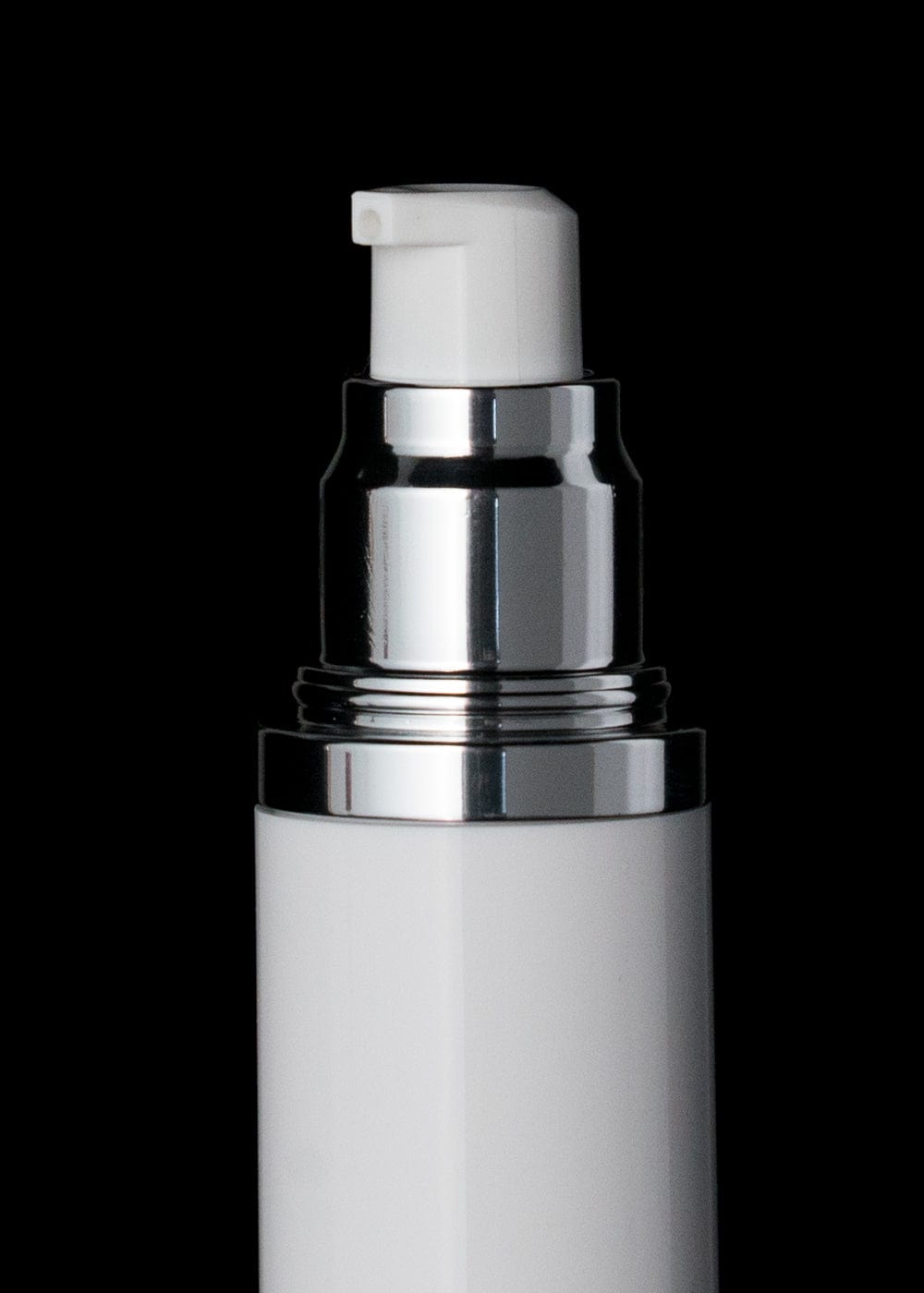 Luxe 50 ML Airless Bottle Matte Silver with White Bottle - Cosmetic Packaging Now