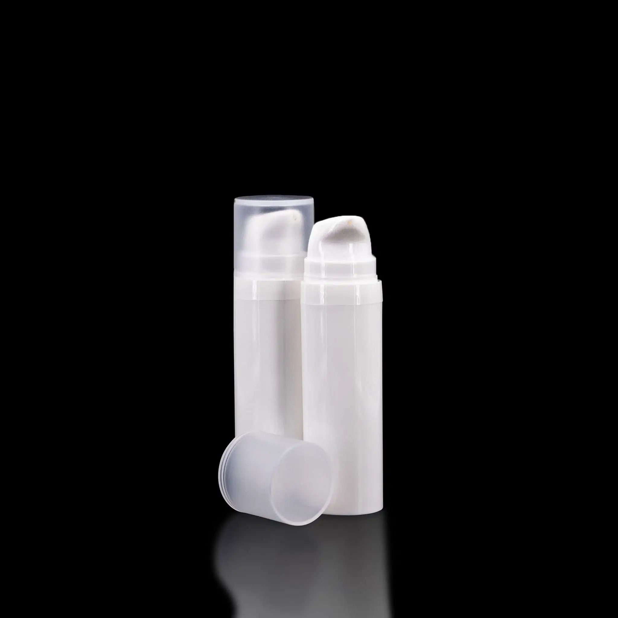 Pure 15 ML White PP Airless Bottles with Frosted Cap - Cosmetic Packaging Now