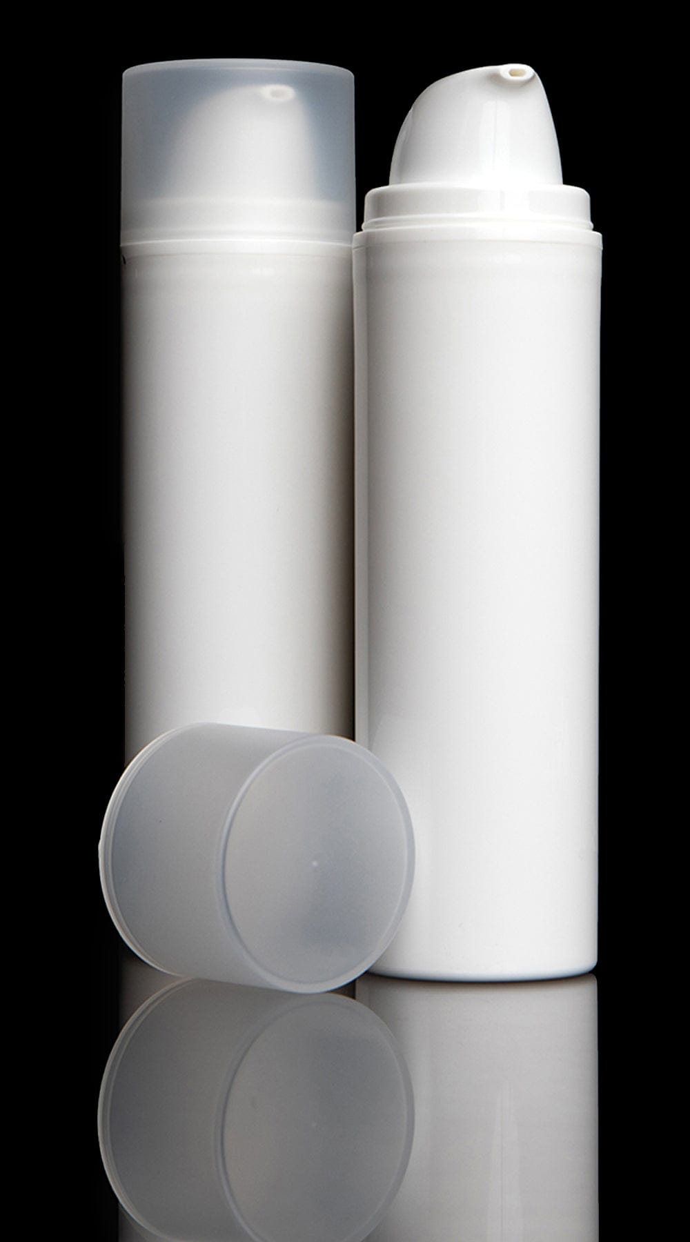 Pure 150 ML White PP Airless Bottle with Frosted Cap - Cosmetic Packaging Now