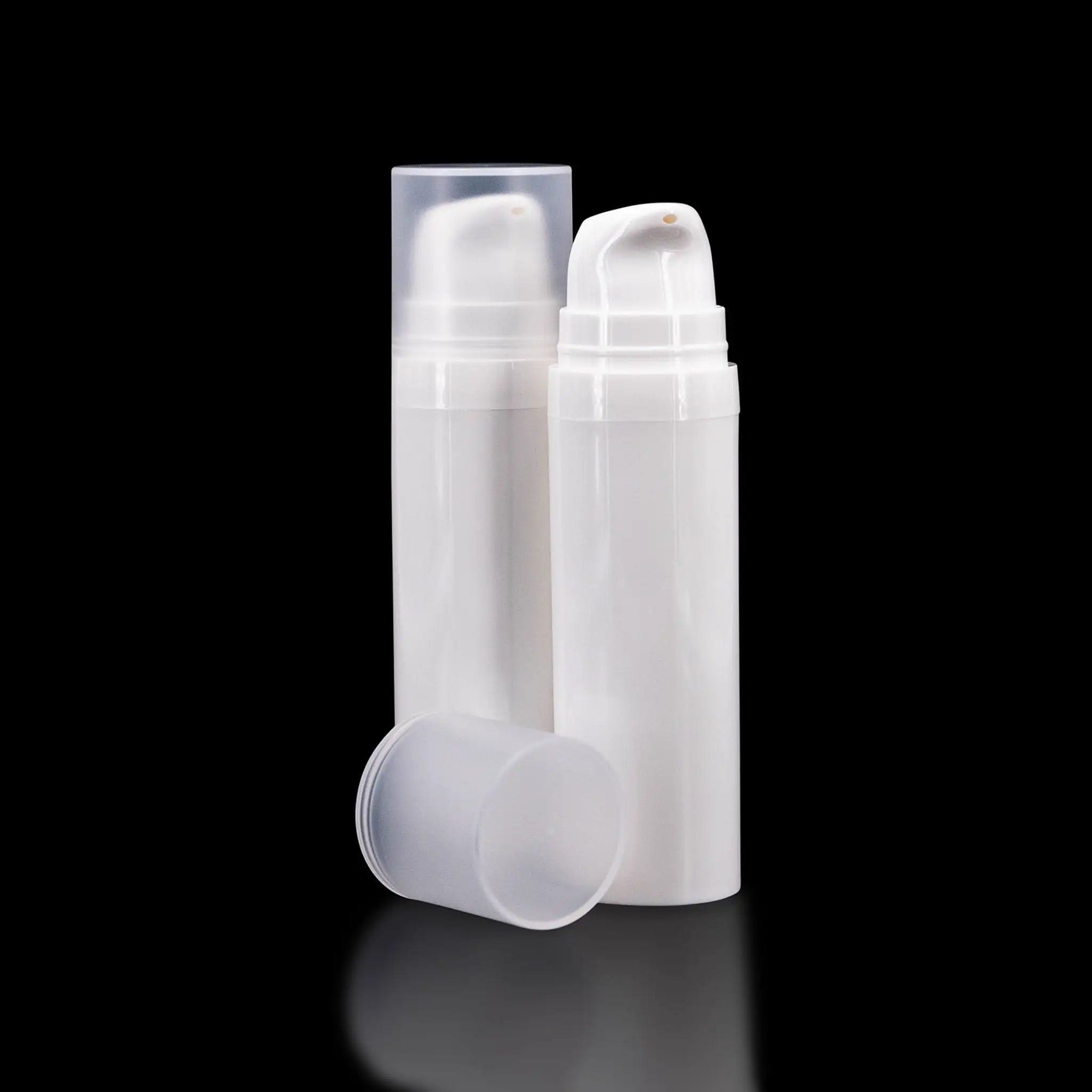 Pure 30 ML White PP Airless Bottles with Frosted Cap - Cosmetic Packaging Now