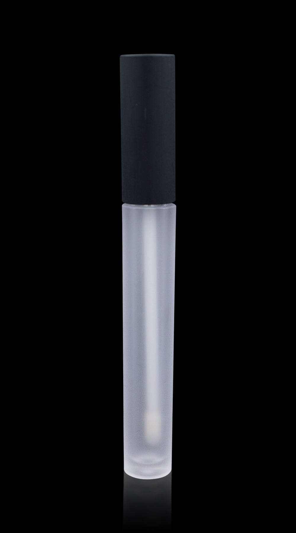 Vibe Lip Gloss Container Matte Black Cap with Frosted Bottle - Cosmetic Packaging Now