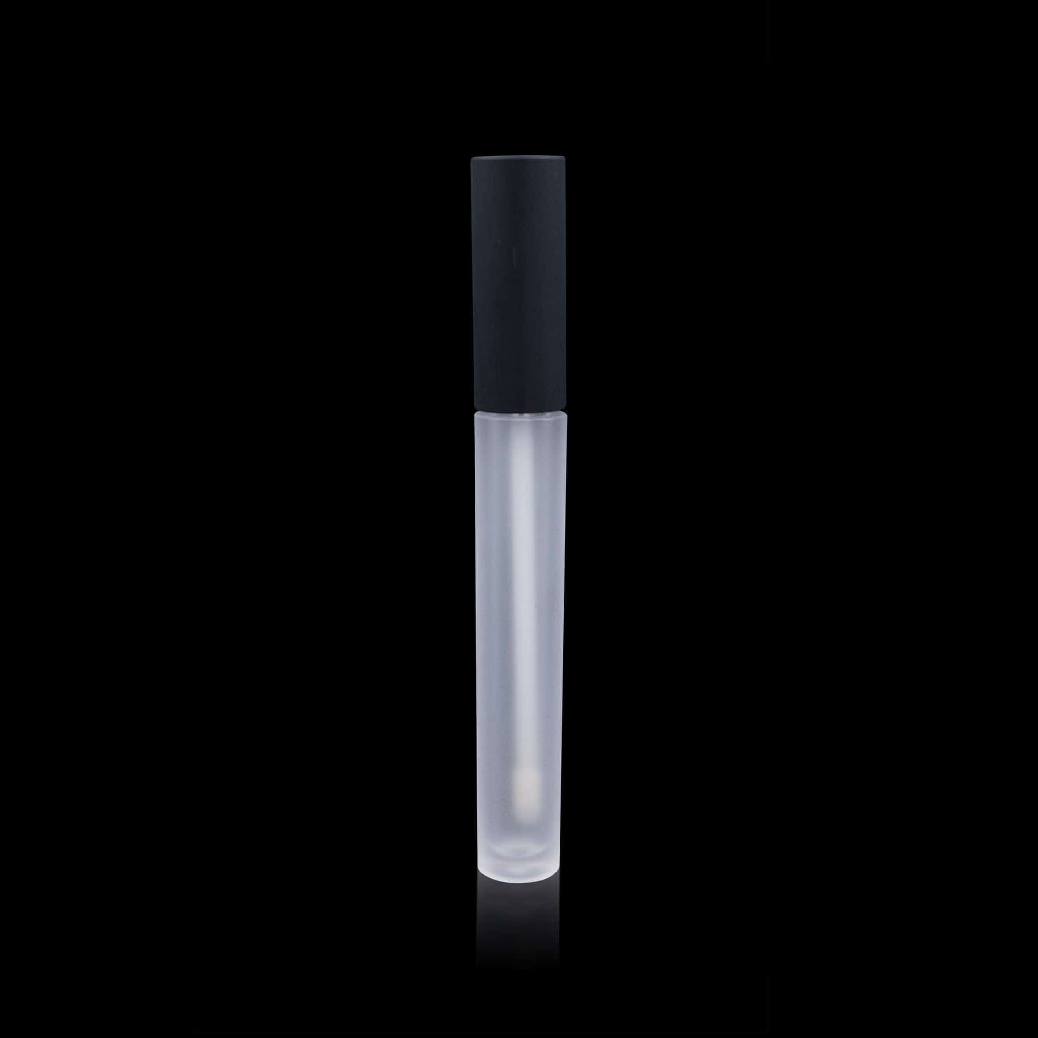Vibe Lip Gloss Container Matte Black Cap with Frosted Bottle - Cosmetic Packaging Now