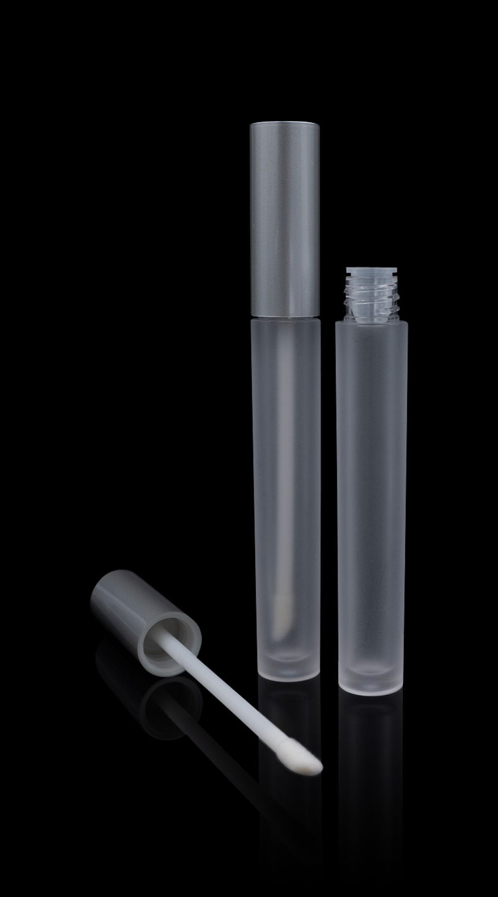 Vibe Lip Gloss Container Matte Silver Cap with Frosted Bottle - Cosmetic Packaging Now
