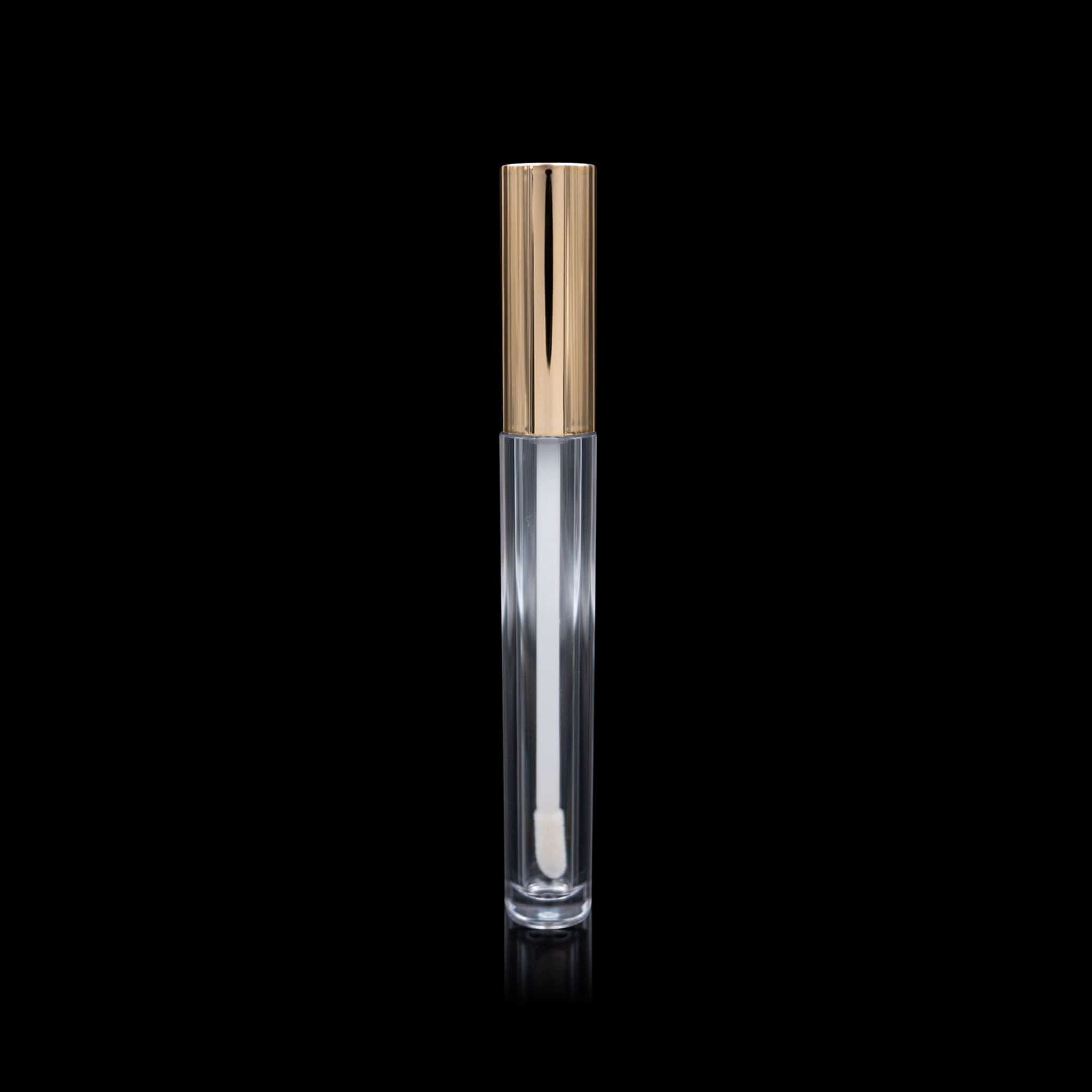 Vibe Lip Gloss Container Shiny Gold Cap with Clear Bottle - Cosmetic Packaging Now