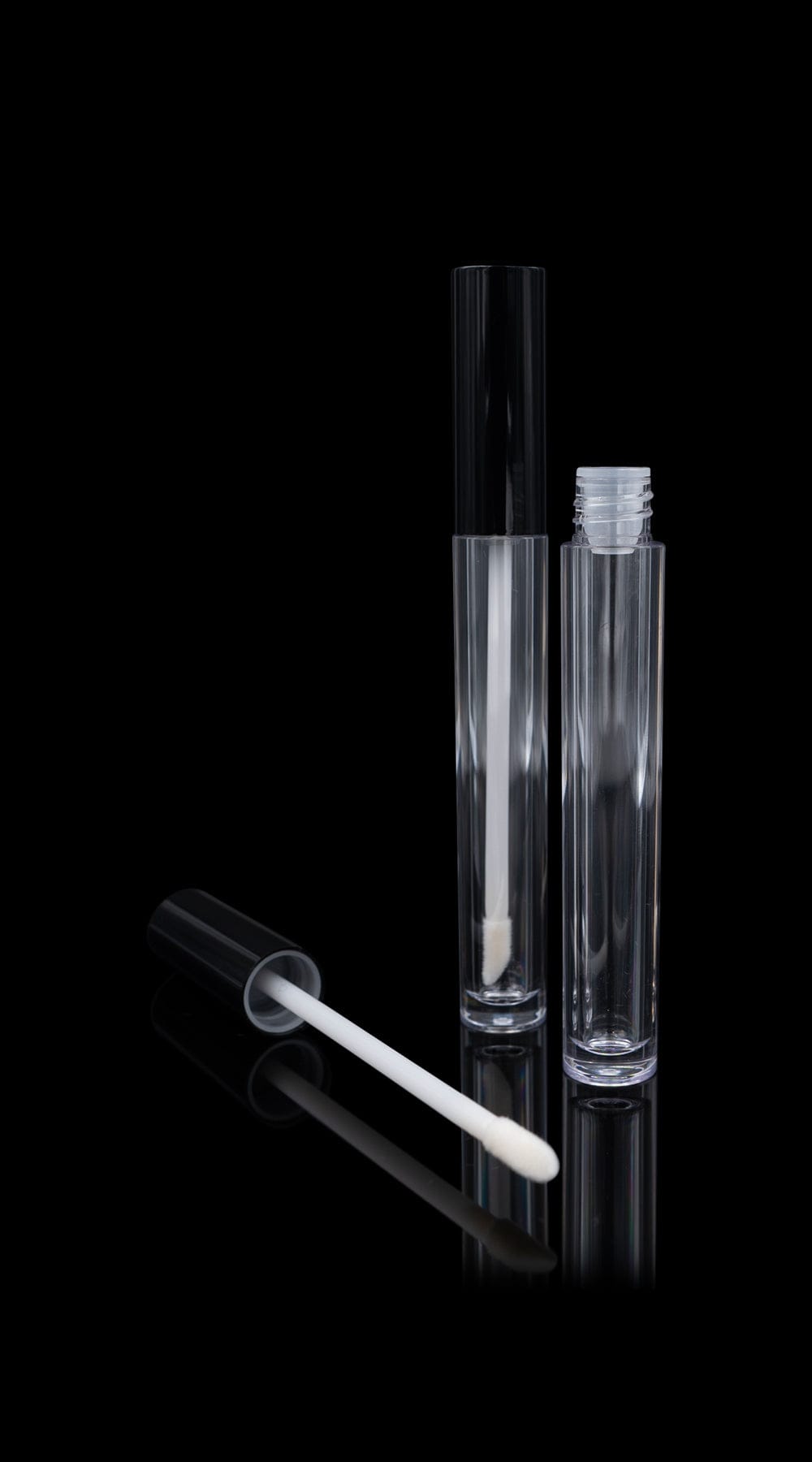 Vibe Lip Gloss Container Glossy Black Cap with Clear Bottle - Cosmetic Packaging Now