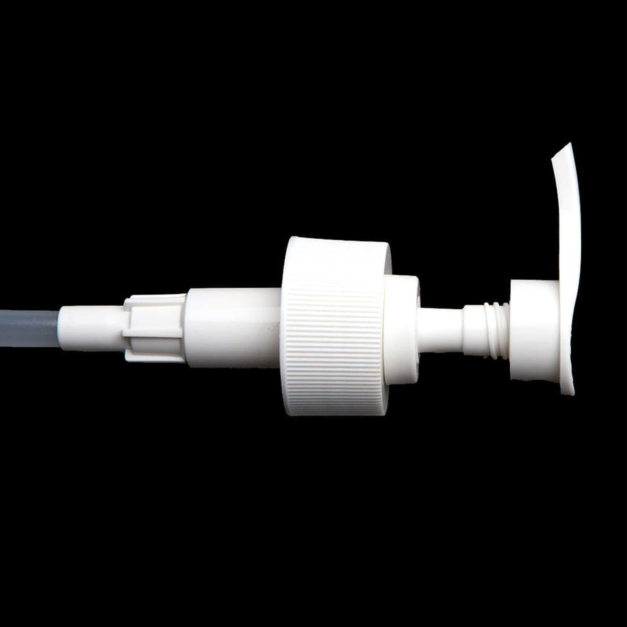 Flow 24-410 White Ribbed PP Lotion Pump - Cosmetic Packaging Now